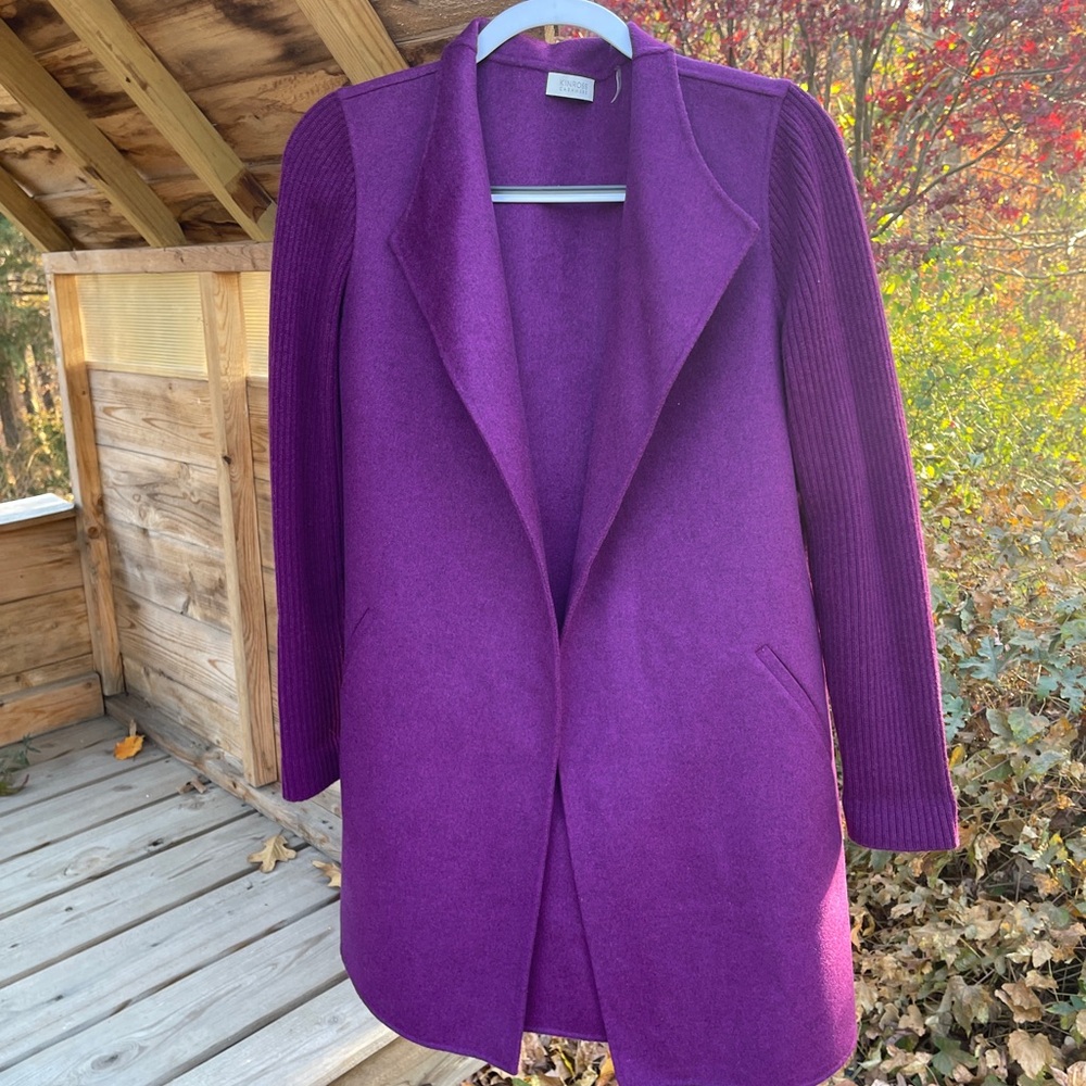 Kinross Wool and Cashmere Plum Cardigan